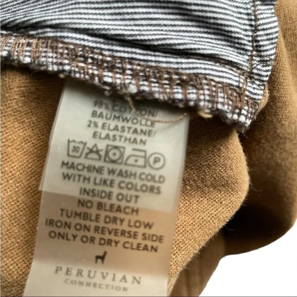 Peruvian Connection Womens Plaid brown stretch cotton straight leg pants size 14 - Picture 4 of 4